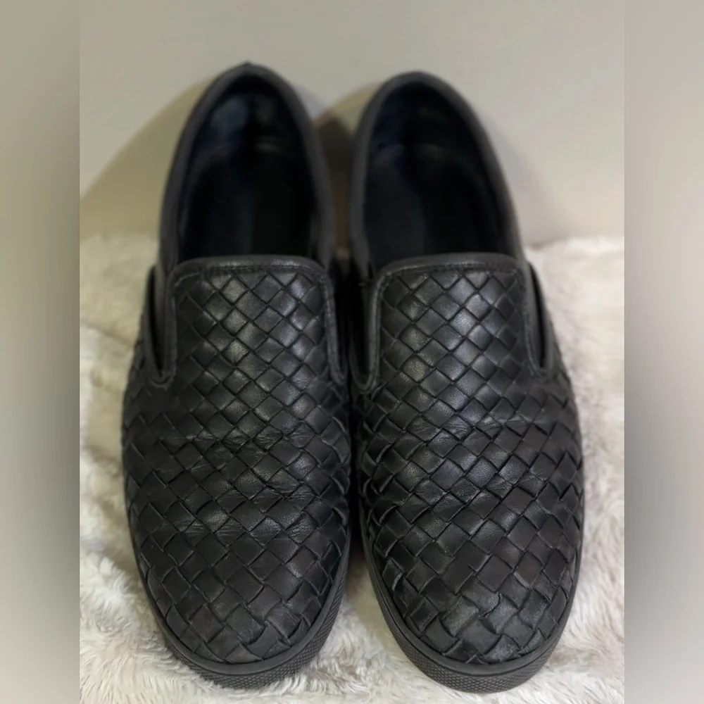 Bottega Veneta Intrecciato Woven Leather Slip On Loafers Black EU 40 US‎ 10